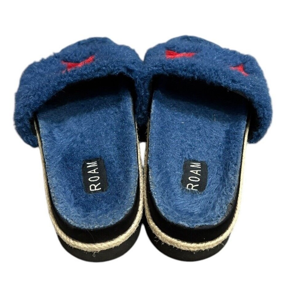 Roam Faux‎ Fur Slipper Slides Navy Size 9 Stars - Picture 4 of 6
